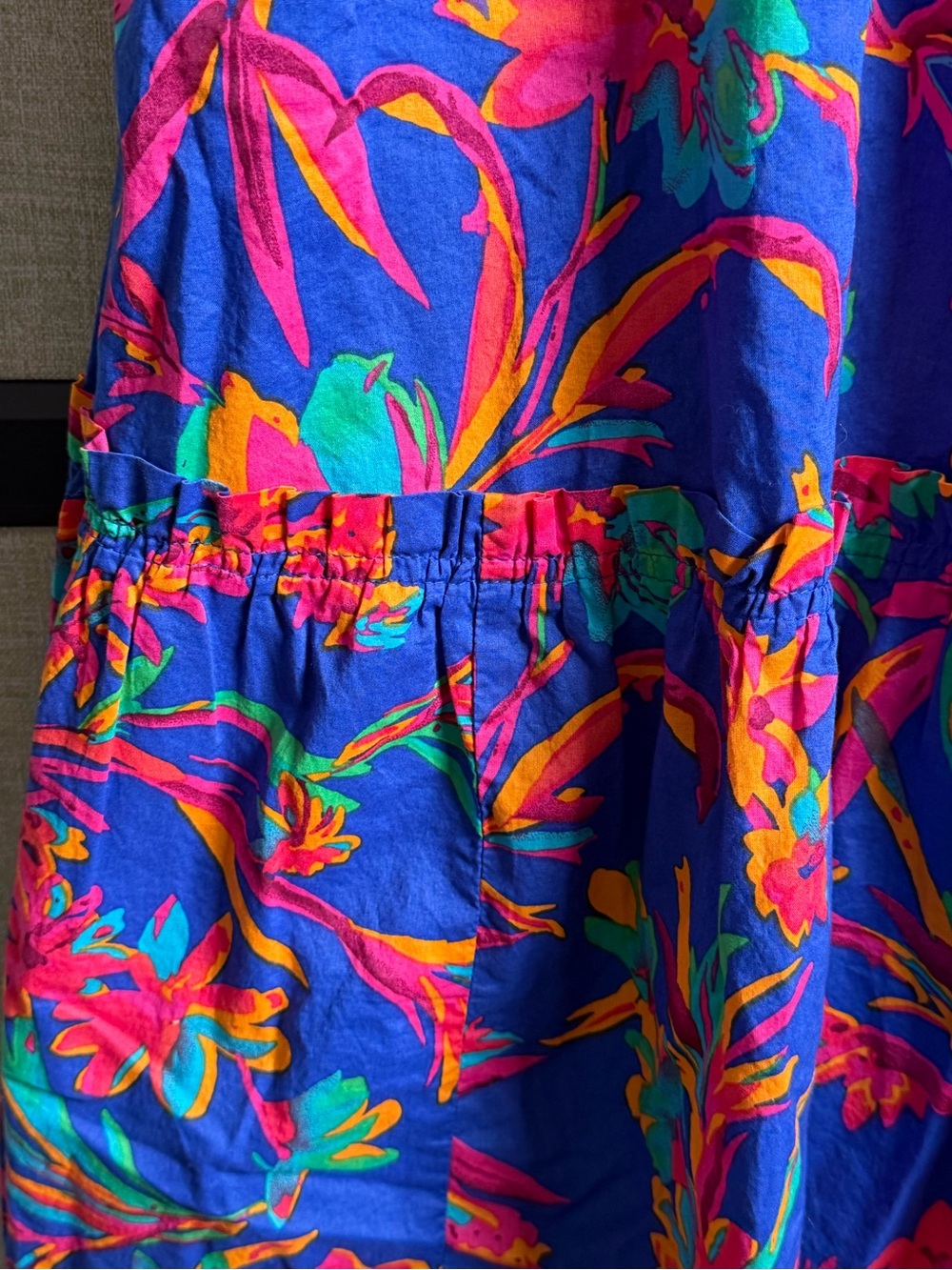 J. Crew 100% Cotton Bright Tropical Floral Print Ruffled Midi Dress, Size 6 - Picture 2 of 13